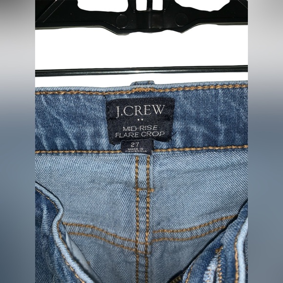 J.Crew Factory Blue Mid Rise‎ Flare Cropped Ripped Jean Size 27 - Picture 4 of 6